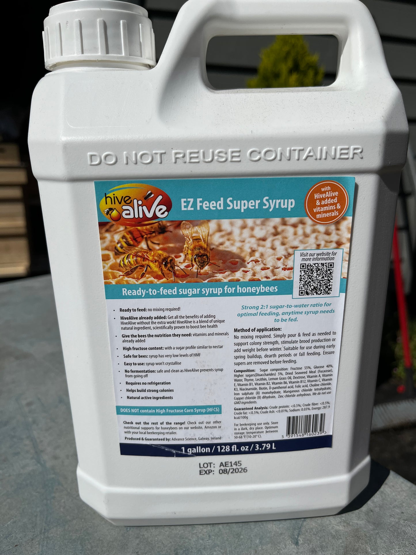 HIveAlive EZ Feed Super Syrup, 1 Gallon (2:1 Mix, Ready to Use)